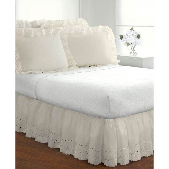 Fresh Ideas Ruffled Eyelet 18" Bed Skirt, Twin, , alternate image number null