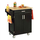Black Finish Create a Cart with Wood Top , BLACK WOOD, hi-res image number null