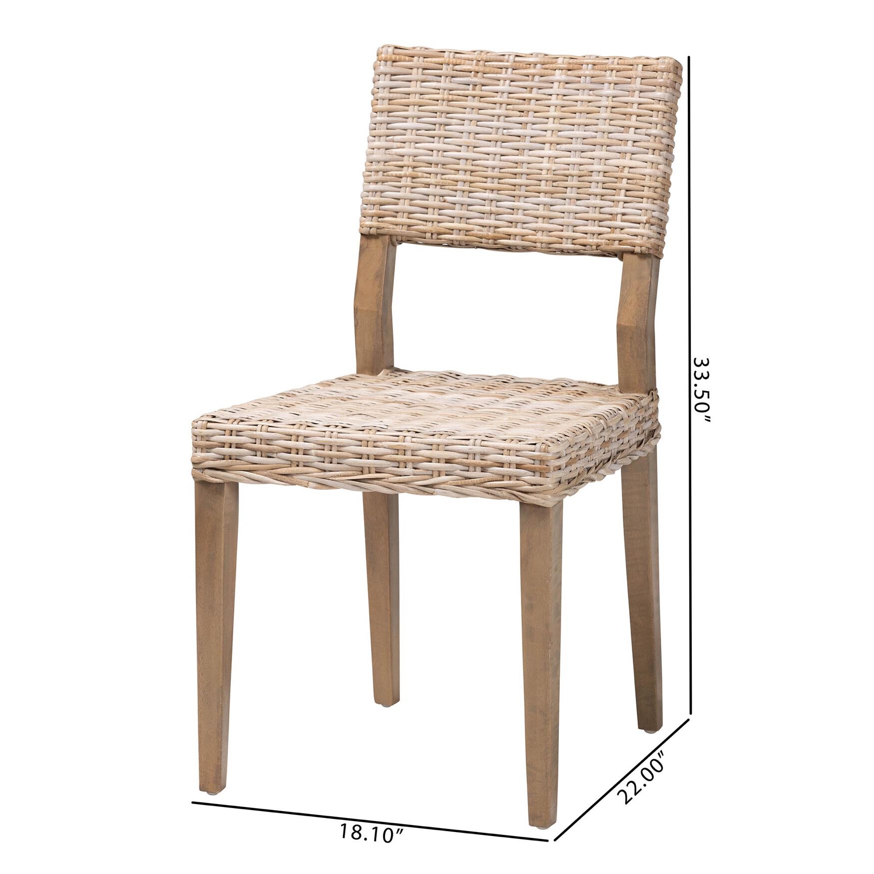 Barossa Bohemian Grey Kubu Rattan And Mahogany Wood Dining Chair, , alternate image number 8