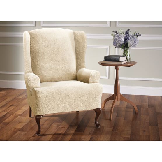 Stretch Sherpa Wing Chair Cover, NATURAL, hi-res image number null