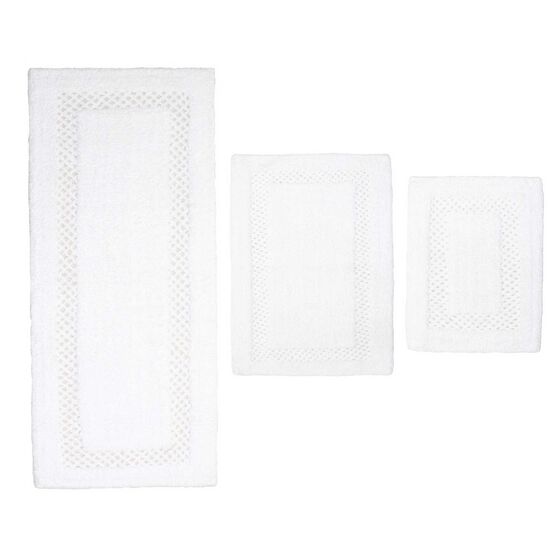 Classy Bathmat 3 Piece Bath Rug Collection, WHITE, hi-res image number null