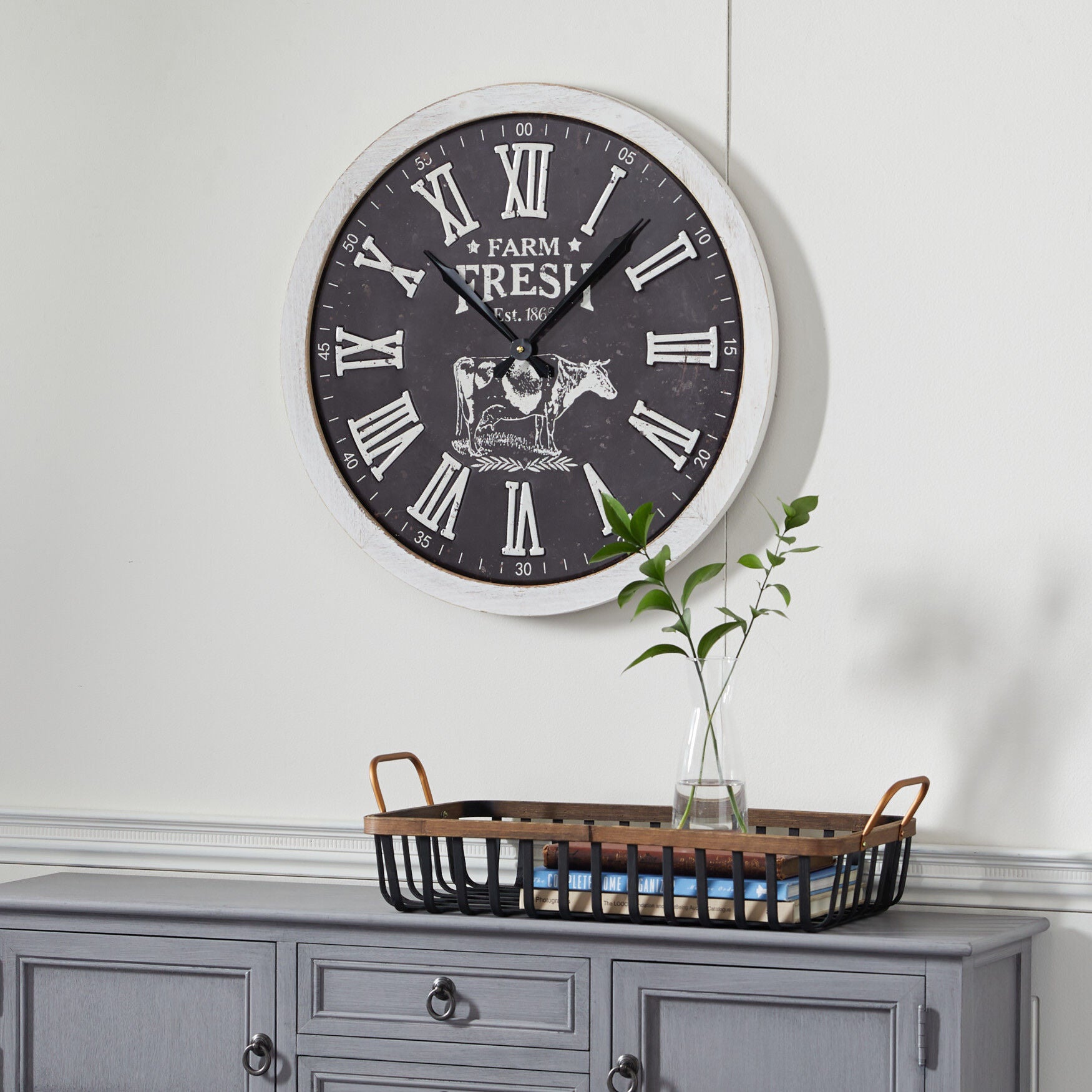 Black Farmhouse Wood Wall Clock, , alternate image number 8