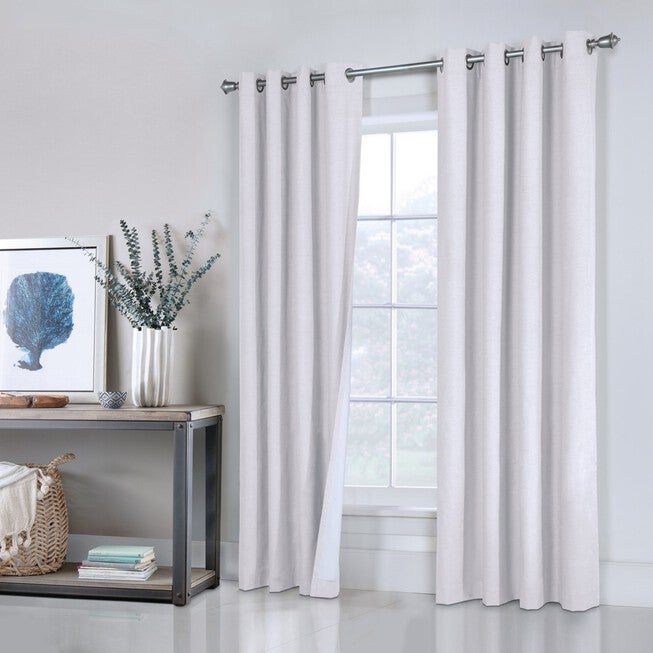 Thermaplus Ventura Indoor Grommet Curtain Panel Pair, WHITE, hi-res image number null