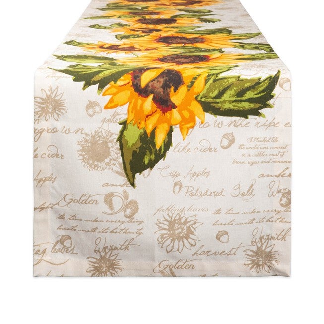 Rustic Sunflowers Printed Table Runner 14x72, YELLOW, hi-res image number 0