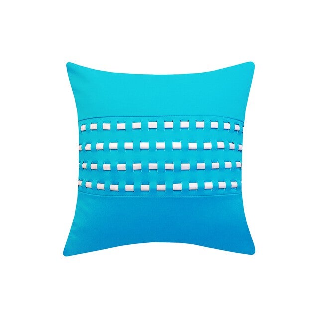 Edie @ Home Indoor/Outdoor Center Woven Cord Throw Pillow 17X17, Aqua, AQUA, hi-res image number null