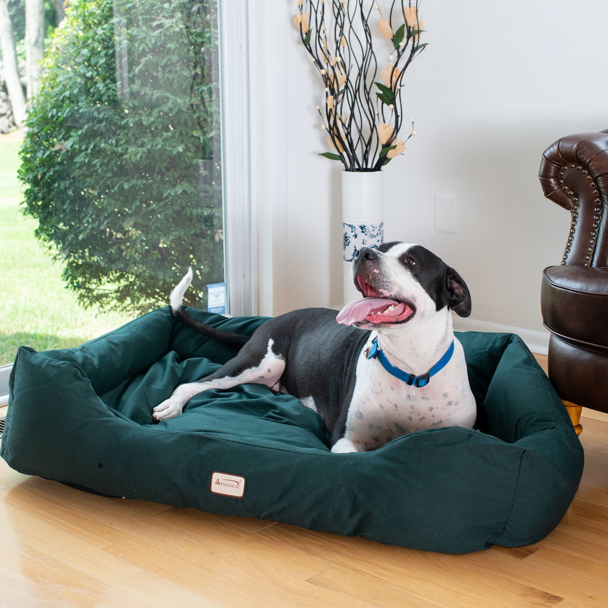 Bolstered Dog Bed, Anti-Slip Pet Bed, Laurel Green, X-Large, , alternate image number 6