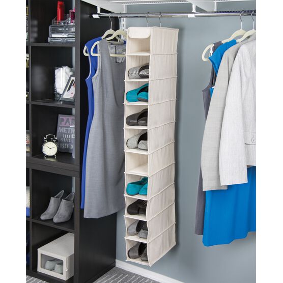 Loft Natural Hanging Closet Shoe Organizer 10 Shelf Shoe Organizer, , on-hover image number null