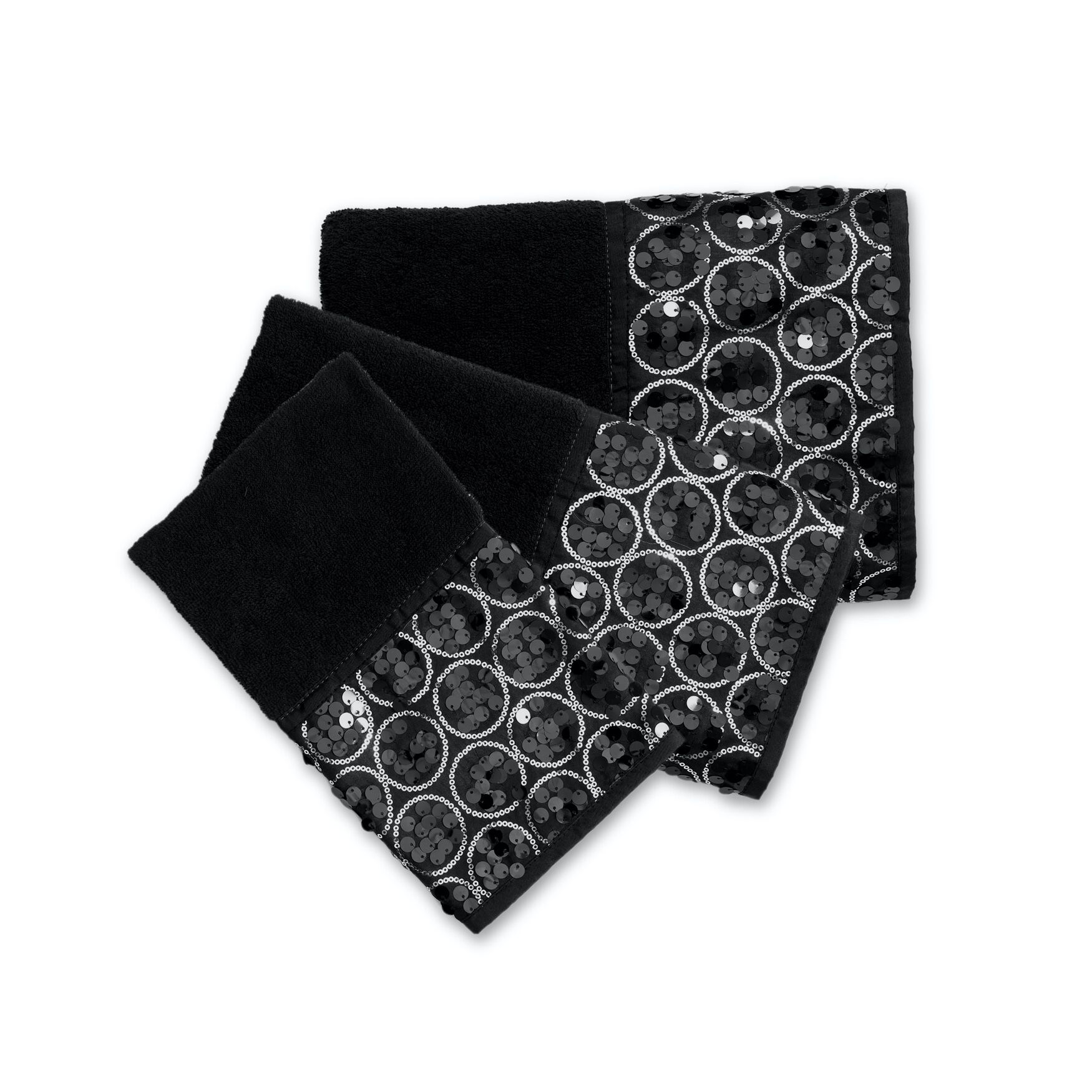 Sinatra 3-Pc Towel Set, BLACK, hi-res image number 0
