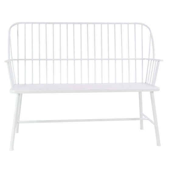 White Metal Farmhouse Bench, WHITE, hi-res image number null