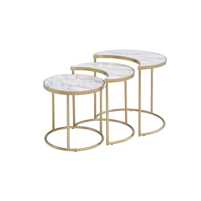 3Pc Nesting Tables, FAUX MARBLE GOLD, hi-res image number null