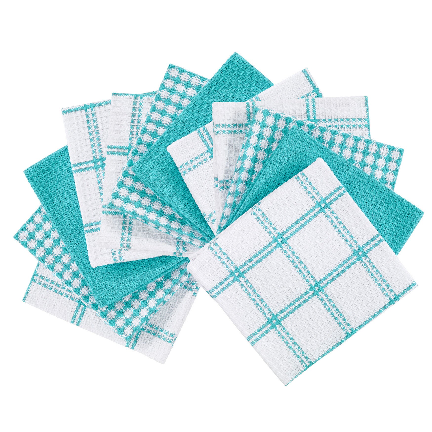 Coordinating Flat Waffle Weave Dish Cloths, Set Of 12 Dish Cloth, BREEZE, hi-res image number 0