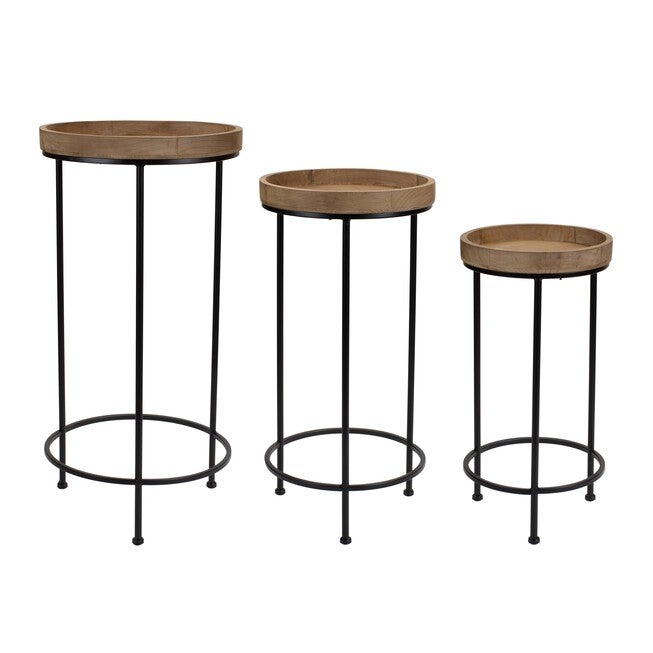 Accent Table (Set of 3) 10.5 inchesD x 20.75 inchesH, 12.25 inchesD x 25.25 inchesH, 14.25 inchesD x 28.75 inchesH Iron/Wood, BROWN/BLACK, hi-res image number 0
