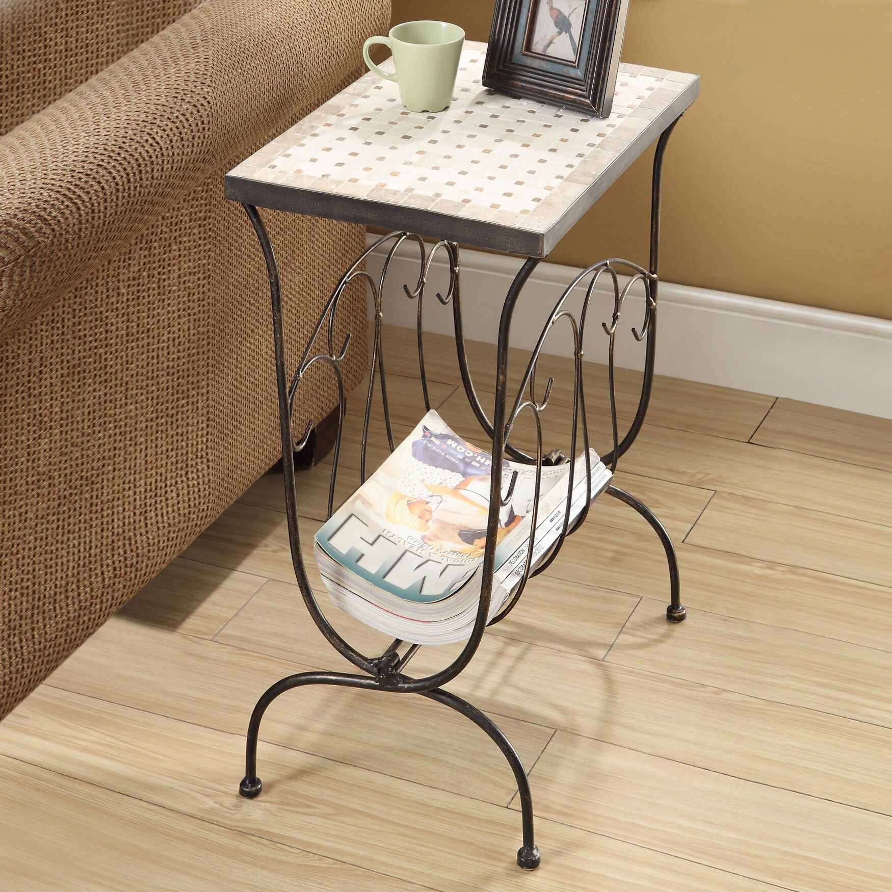 Round Etched Metal Tray 13.5IND, , on-hover image number 1