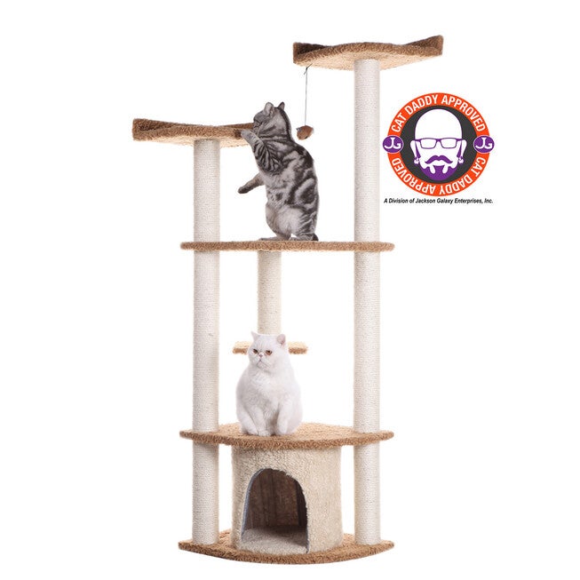 Ultra Thick Faux Fur Real Wood 64 inches Cat Scratching Furniture, CHOCOLATE, hi-res image number null