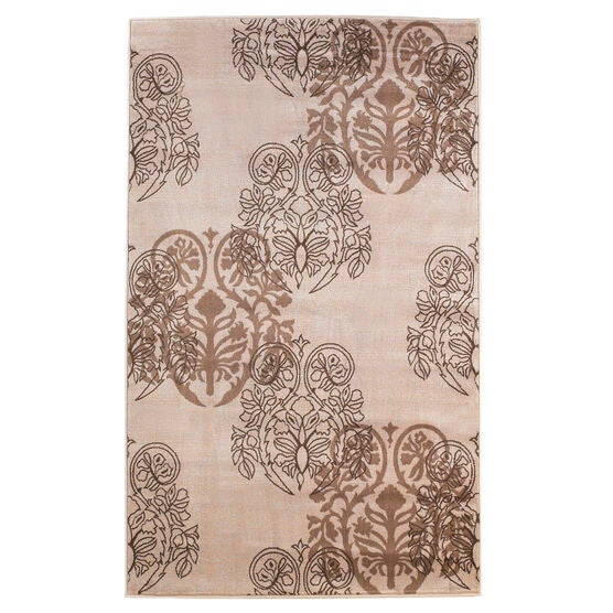 Milan Ivory/Brown 5'X8' Area Rug, IVORY BROWN, hi-res image number null
