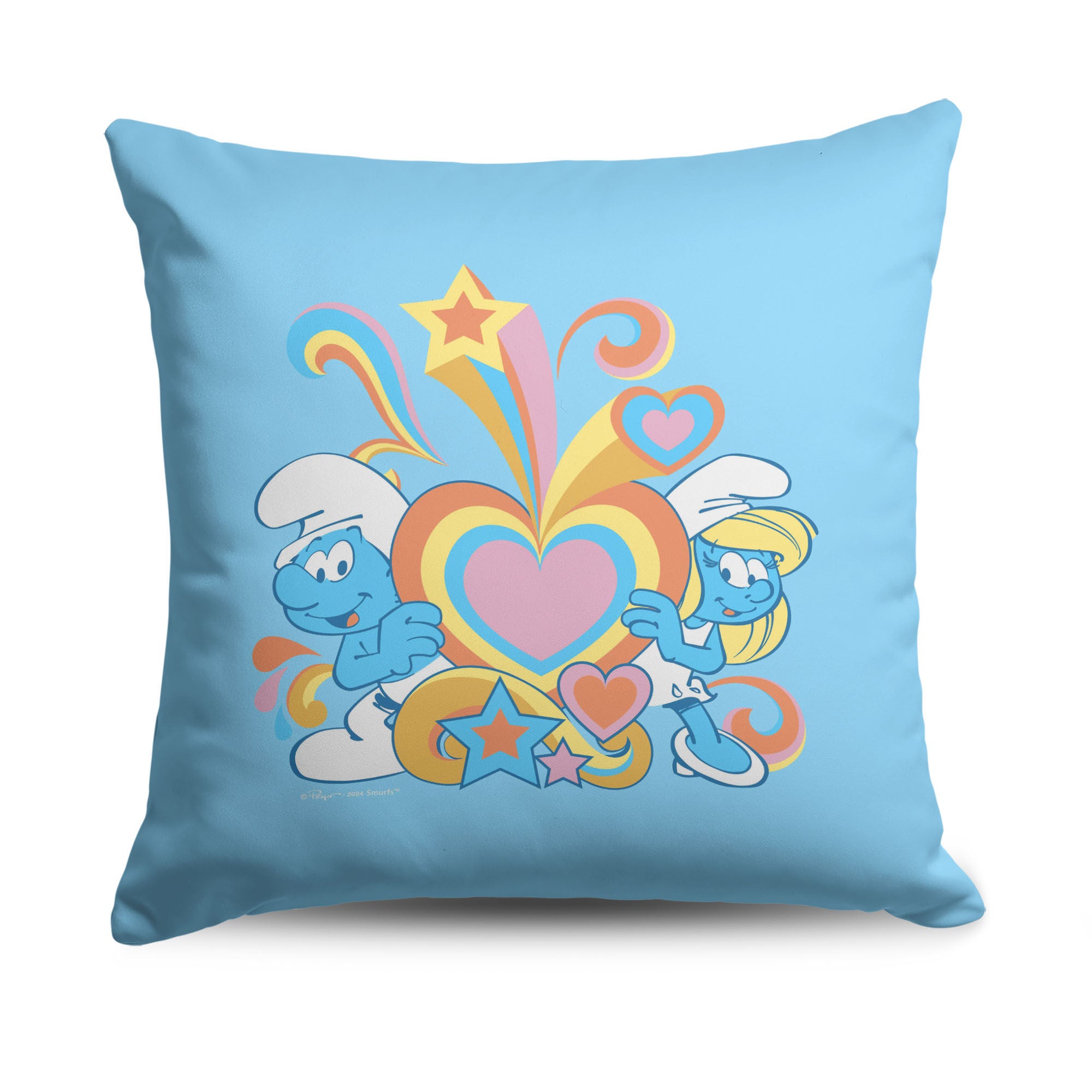 Smurfs Smurf Squad Throw Pillow 18x18 inches, BLUE, hi-res image number 0