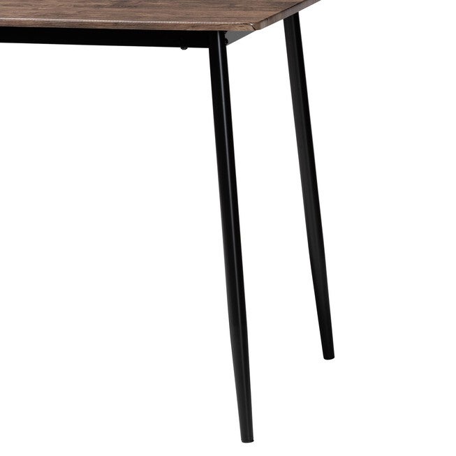 Dalair Industrial Rustic Brown Wood and Metal Dining Table, DARK BROWN, alternate image number 4