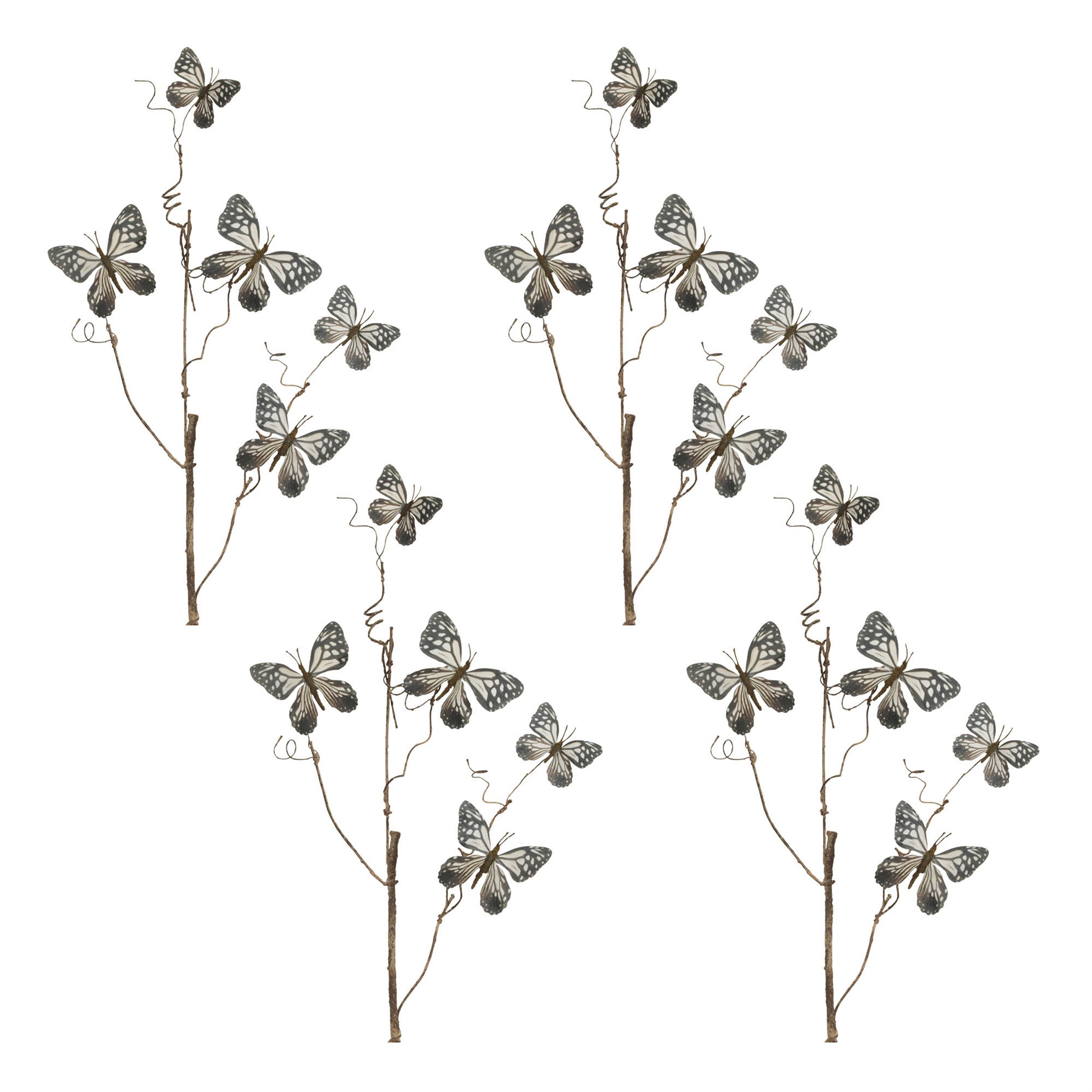 Butterfly Twig Spray Set of 4, BLUE WHITE, alternate image number 3