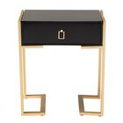 Luna Contemporary Glam And Luxe Black Finished Wood And Gold Metal End Table, , alternate image number null
