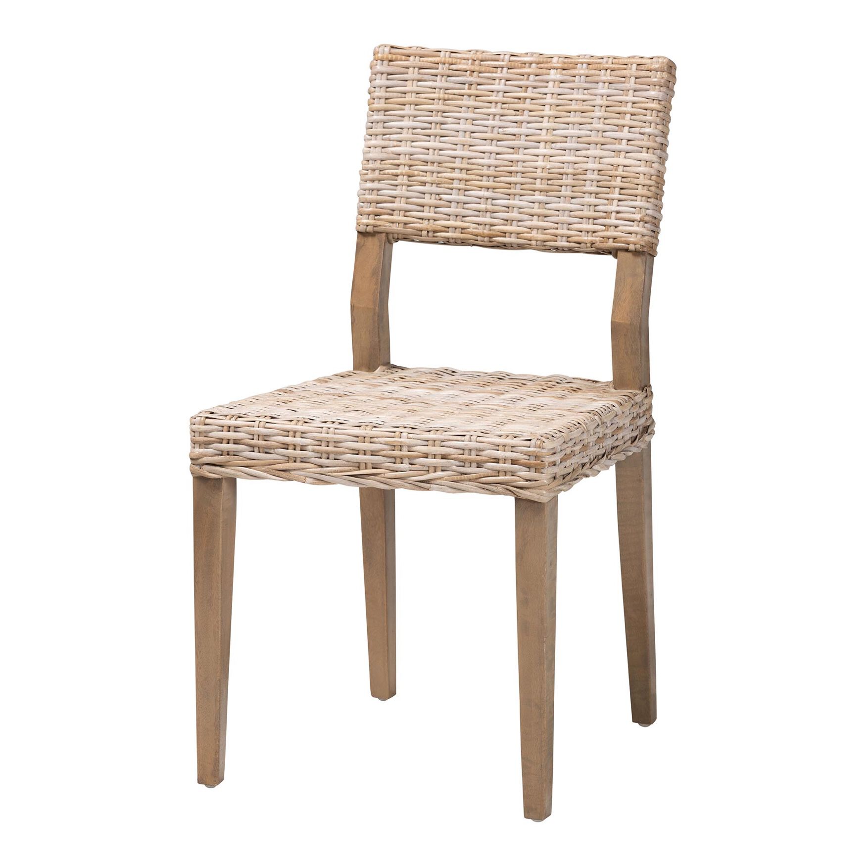 Barossa Bohemian Grey Kubu Rattan And Mahogany Wood Dining Chair, GREY TAUPE, hi-res image number 0