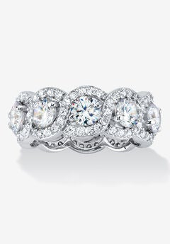 Platinum over Sterling Silver Cubic Zirconia Halo Eternity Bridal Ring