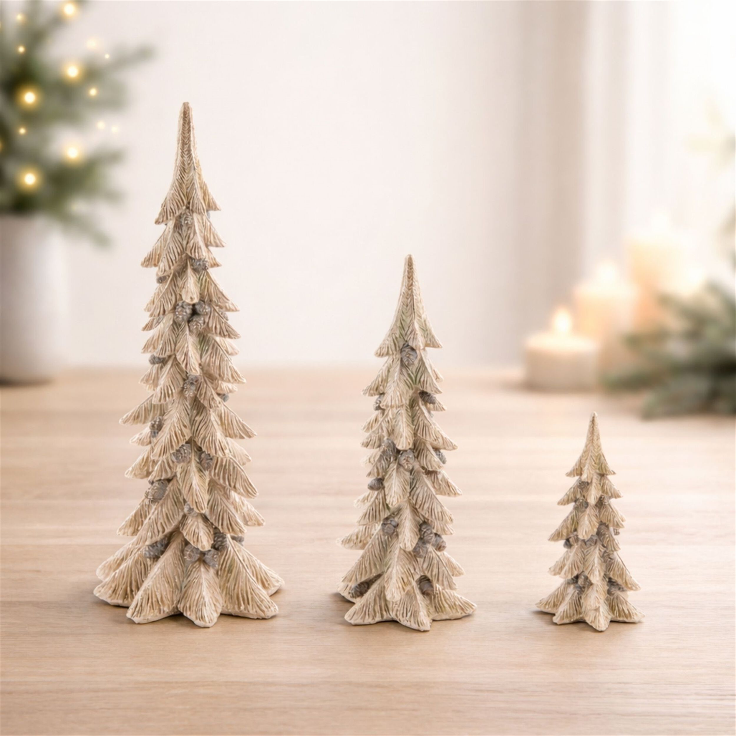 Metallic Pine Tree with Pinecones (Set of 3), GOLD, alternate image number 2