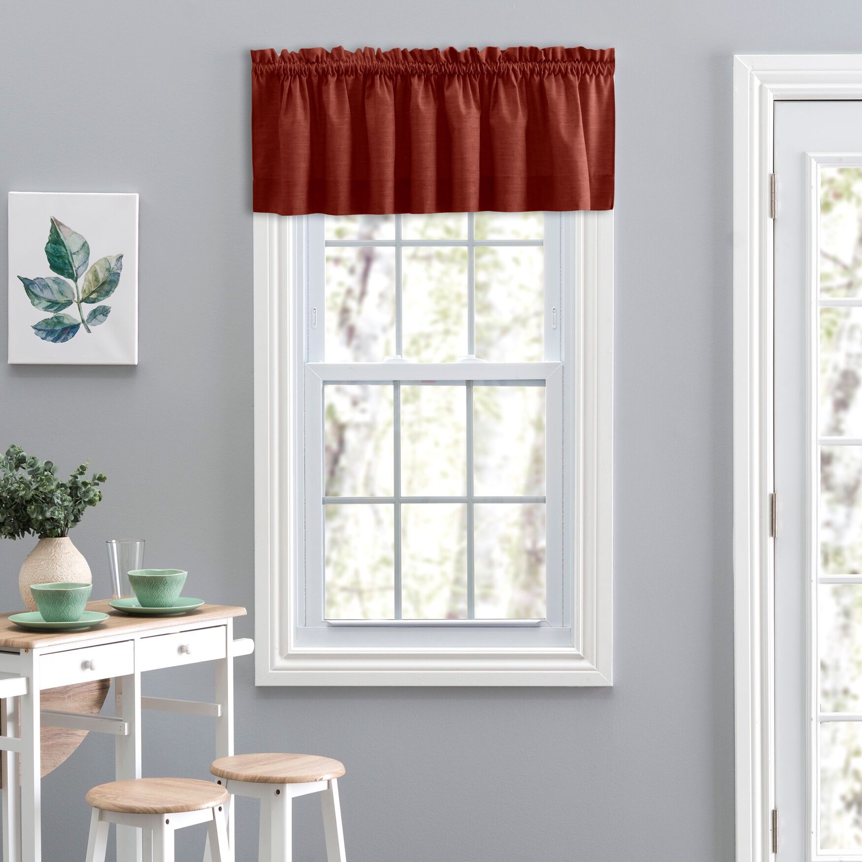 Lisa Solidtextured Tailored Valance, RED, hi-res image number 0
