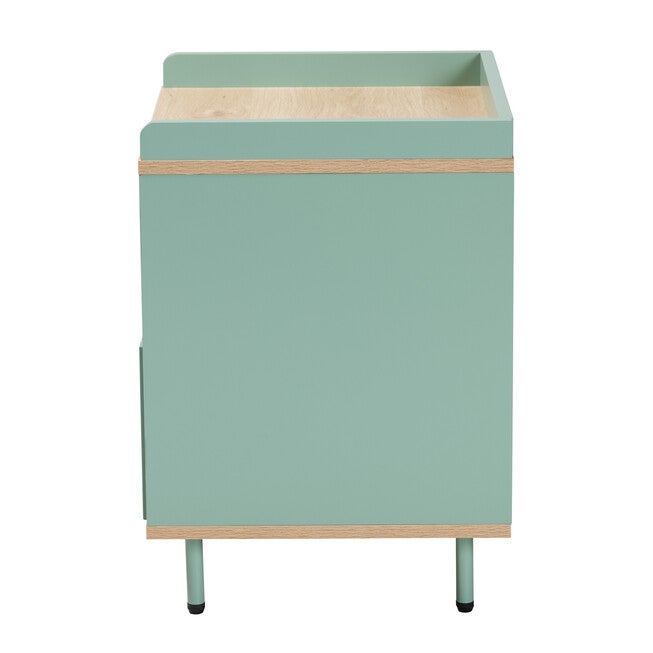 Tavita Mid-Century Modern Two-Tone Mint Green And Oak Brown Finished Wood 1-Drawer End Table, , alternate image number 3