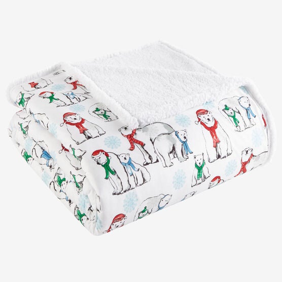 Micro Flannel® Reverse to Sherpa Blanket, POLAR BEARS, hi-res image number null