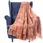 Battilo Home Knitted Throw Sofa Couch Cover Blanket Tassel Soft Acrylic Throws, 50" x 60", ORANGE, hi-res image number null