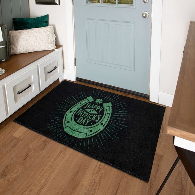 Irish Horseshoe Black Kitchen Rug, , alternate image number null