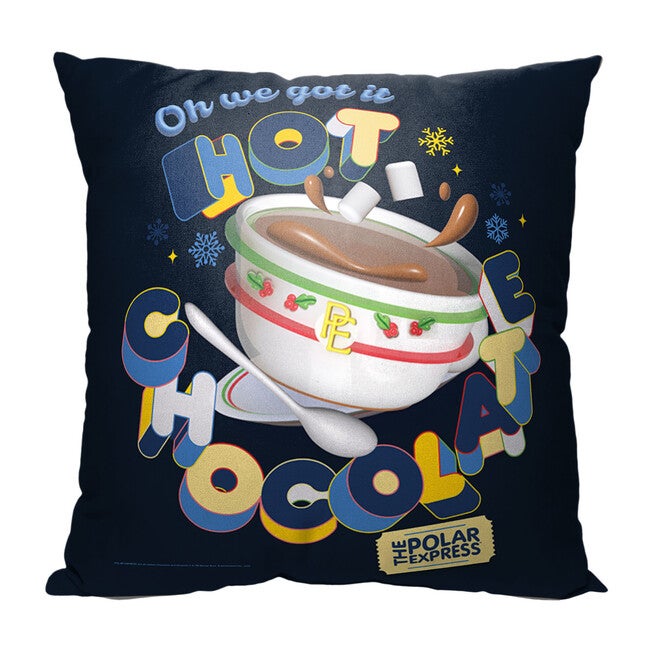 Wb Polar Express Hot Chocolate 18X18 Printed Throw Pillow, , on-hover image number 1