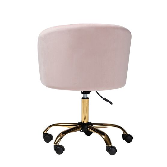 Ravenna Contemporary Glam And Luxe Aqua Velvet Fabric And Gold Metal Swivel Office Chair, , alternate image number null