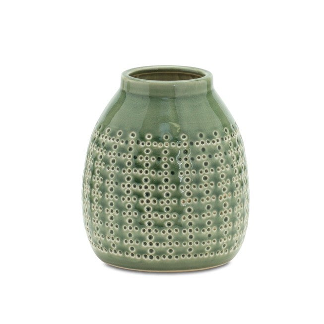 Container 6.5 inchesH Terra Cotta, GREEN/WHITE, hi-res image number 0