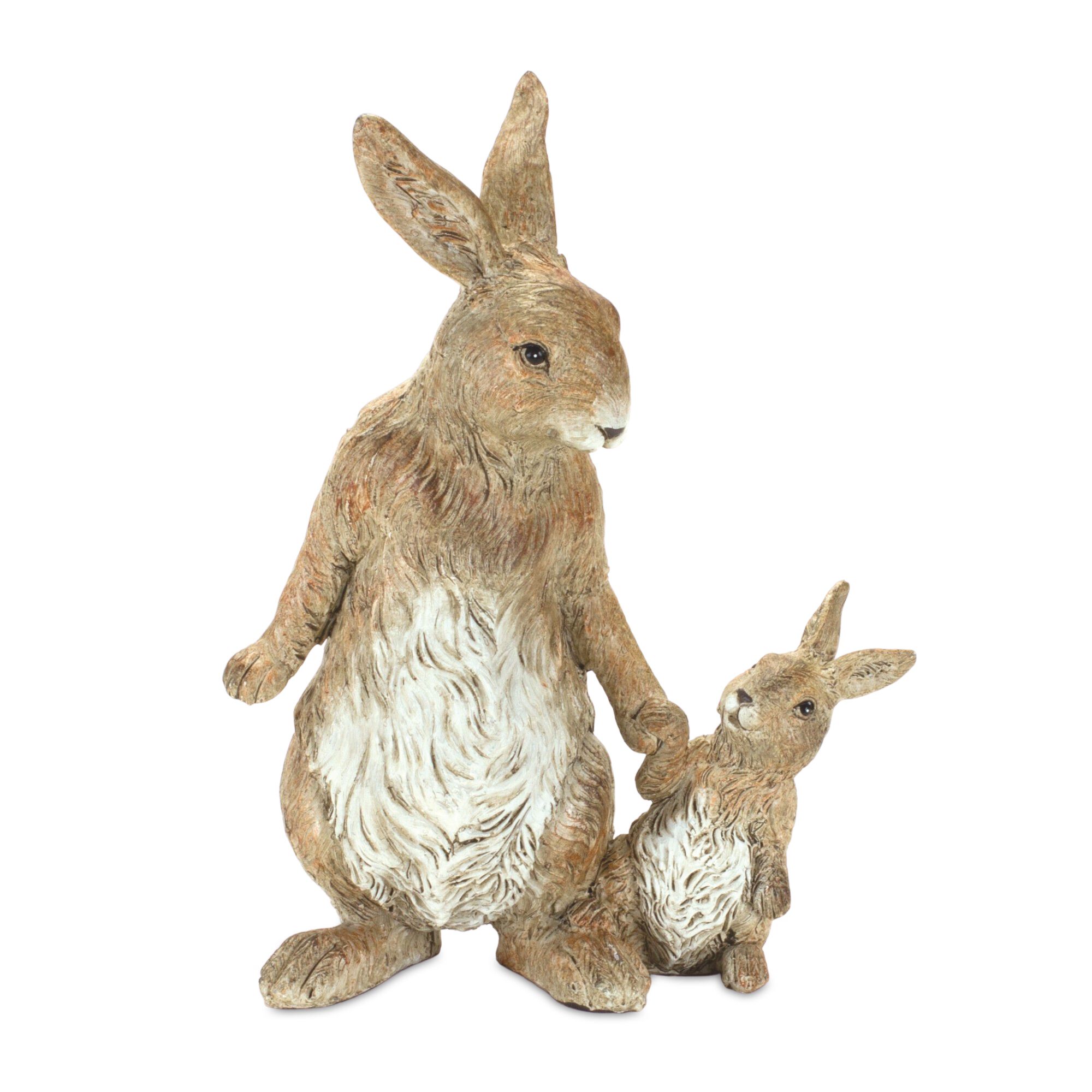 Rabbit with Bunny (Set of 2) 5 inchesL x 7 inchesH Resin, BROWN, alternate image number 1