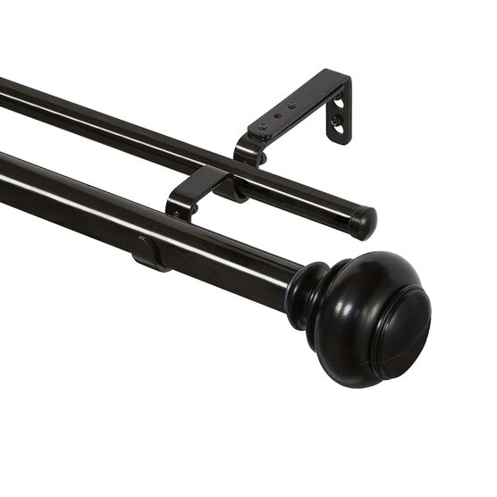 Buono Ii Decorative Double Rod And Finial Brenner, BLACK, hi-res image number null