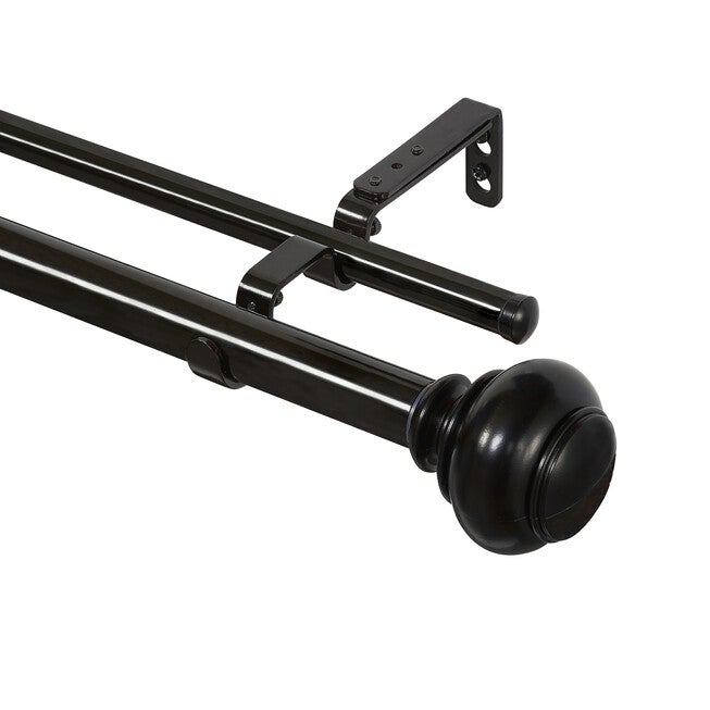 Buono Ii Decorative Double Rod And Finial Brenner, BLACK, hi-res image number null