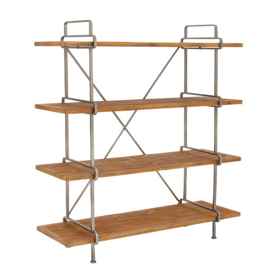 Dark Brown Wood Industrial Shelving Unit, 67 " x 43 " x 16 ", , on-hover image number null