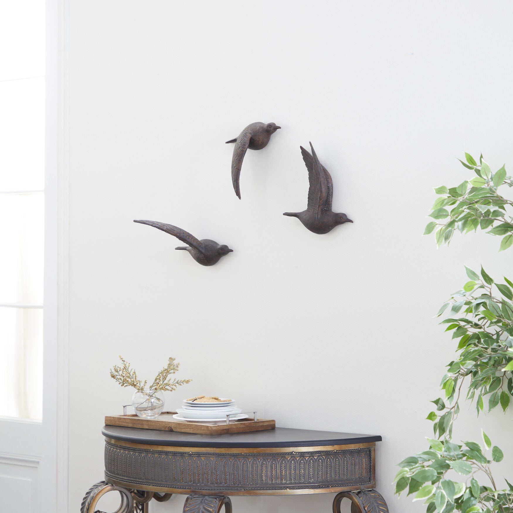 Set Of 3 Brown Resin Farmhouse Birds Wall D&eacute;cor, , alternate image number 11