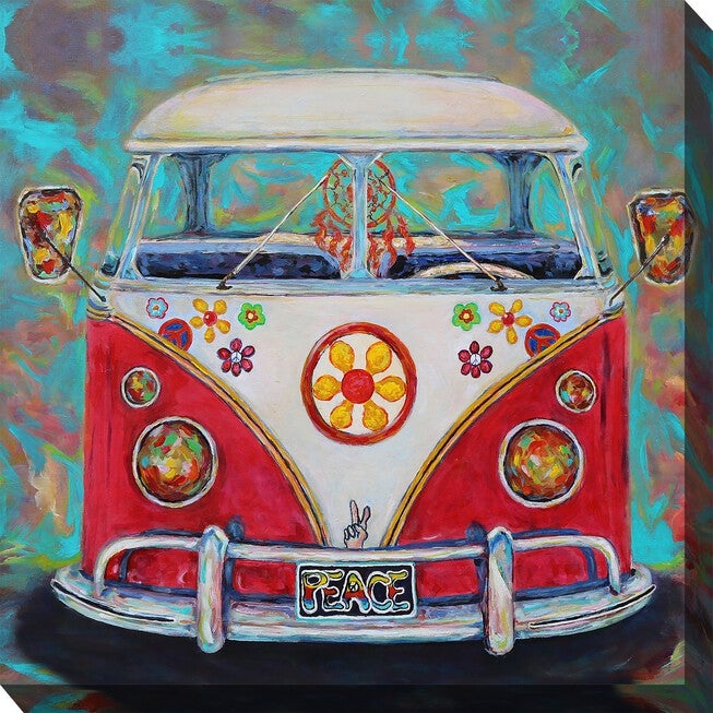 Hippie Van Outdoor Wall Art, MULTI, hi-res image number 0