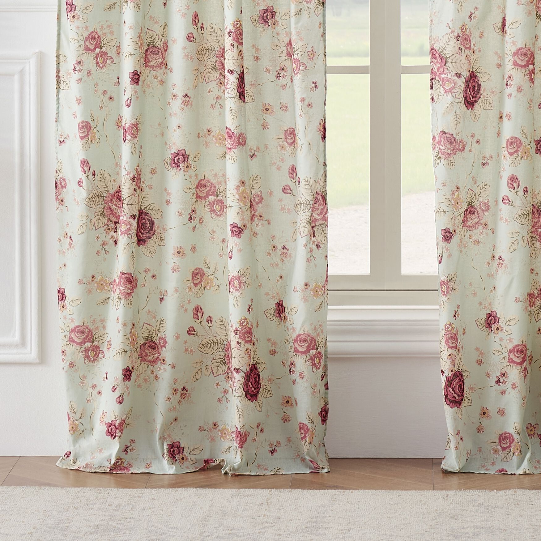 Antique Rose 100% Cotton Window Curtain Panels, Set of 2, 84 inches, , alternate image number 4
