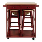 Breakfast Cart with Drop-Leaf Table-Red, , alternate image number null