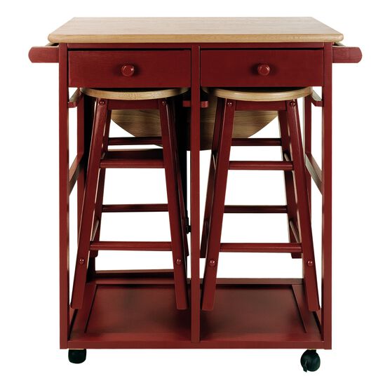 Breakfast Cart with Drop-Leaf Table-Red, , alternate image number null