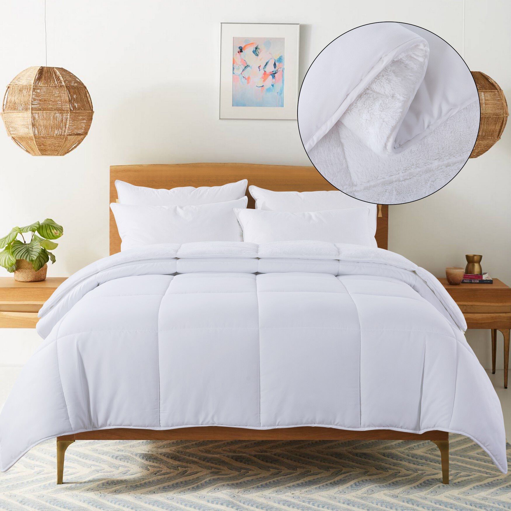 Cozy Down Alternative Reversible Comforter, White, , alternate image number 9