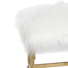 White Fur and Metal Contemporary Bench, 20x42x17, , alternate image number null