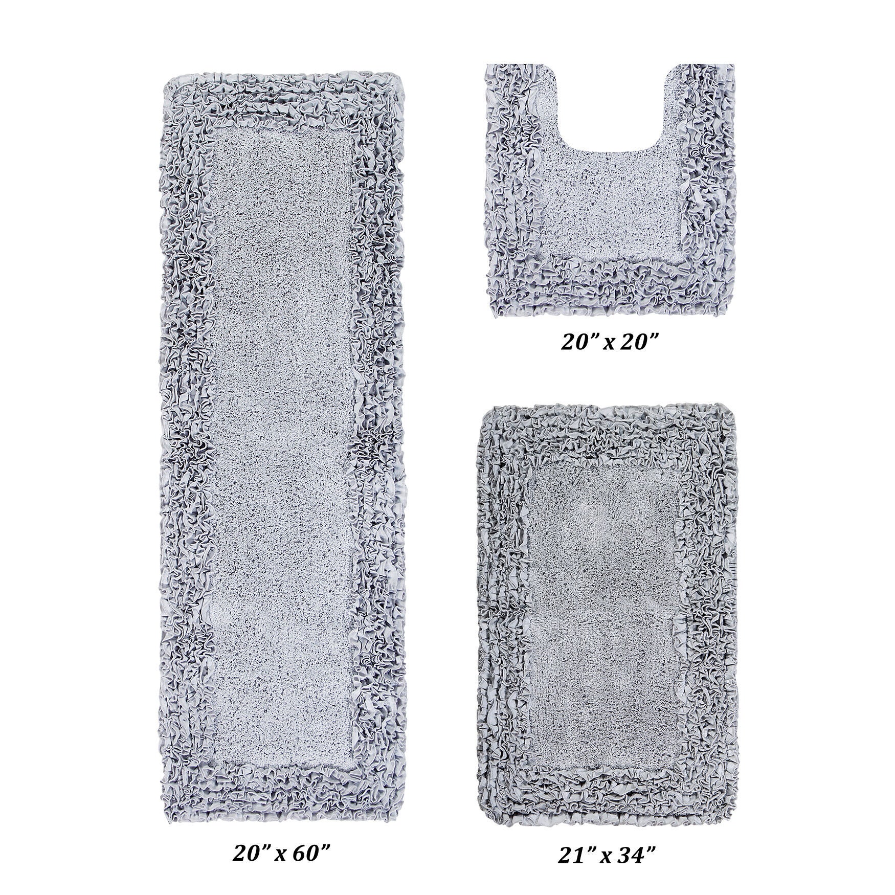 Shaggy Border Bath Rug Mat, 3-Pc. Set, SILVER, hi-res image number 0