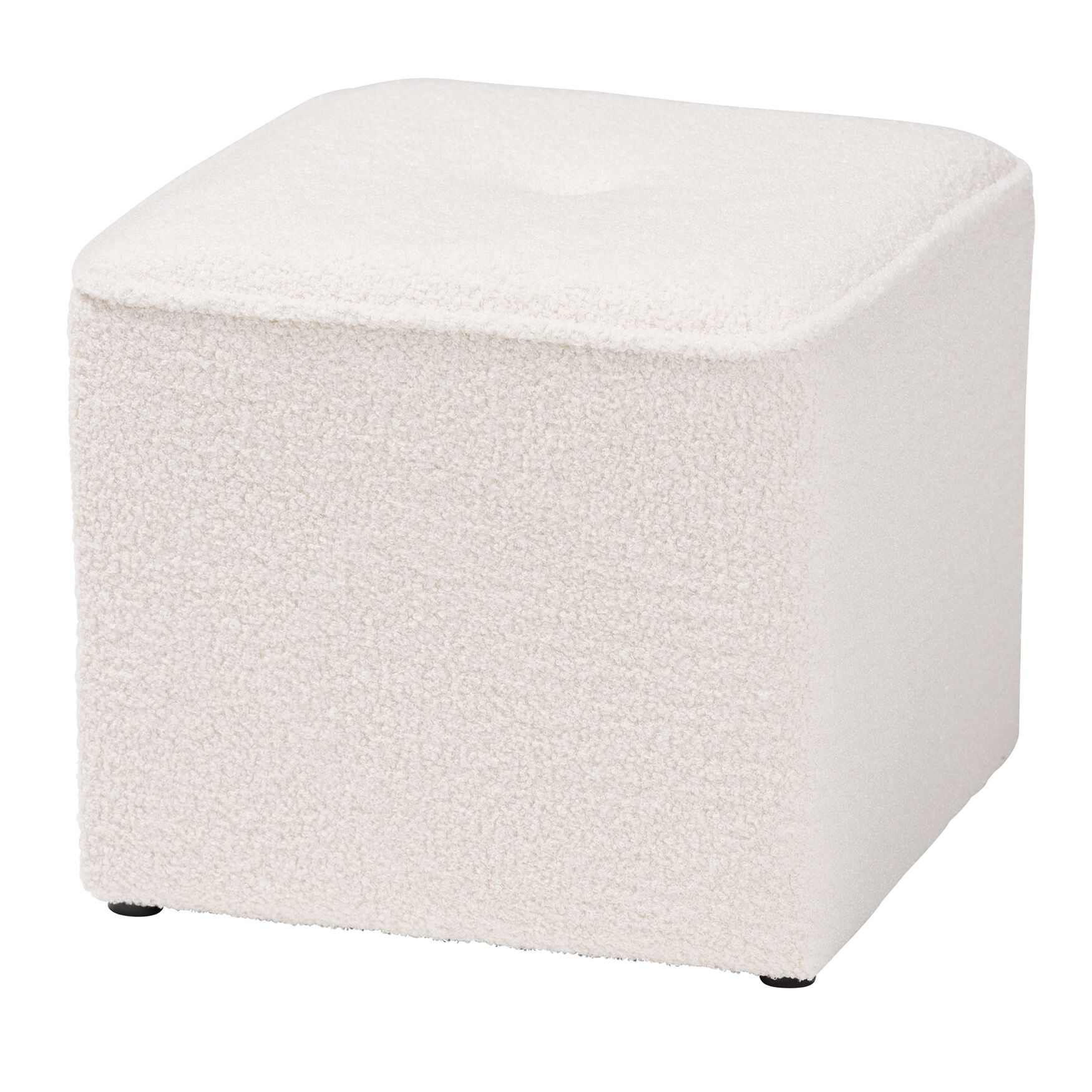 Isaiah Modern And Contemporary Ivory Boucle Upholstered Ottoman, IVORY, hi-res image number 0