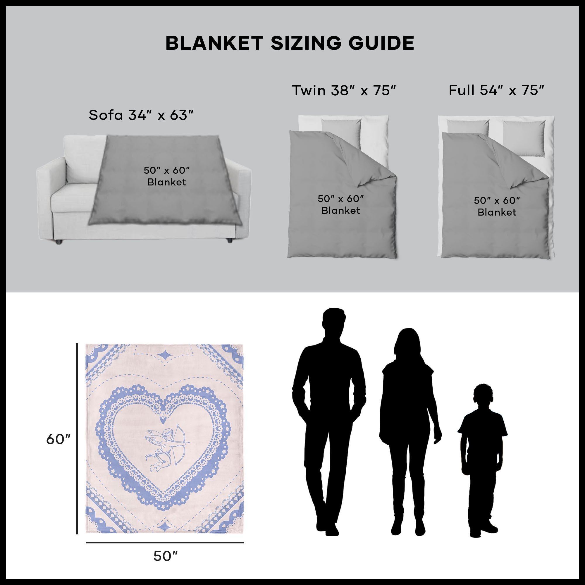 Valentine's Day Vintage Hearts Silk Touch Throw Blanket 50x60 Inches, HEART THROW, alternate image number 5