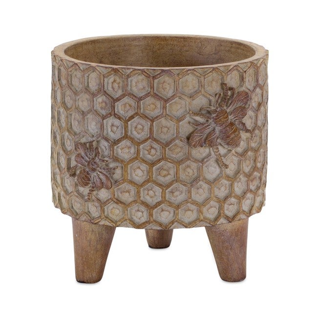 Pot w/Legs (Set of 2) 5 inchesD x 5.25 inchesH Resin, BROWN, alternate image number 1
