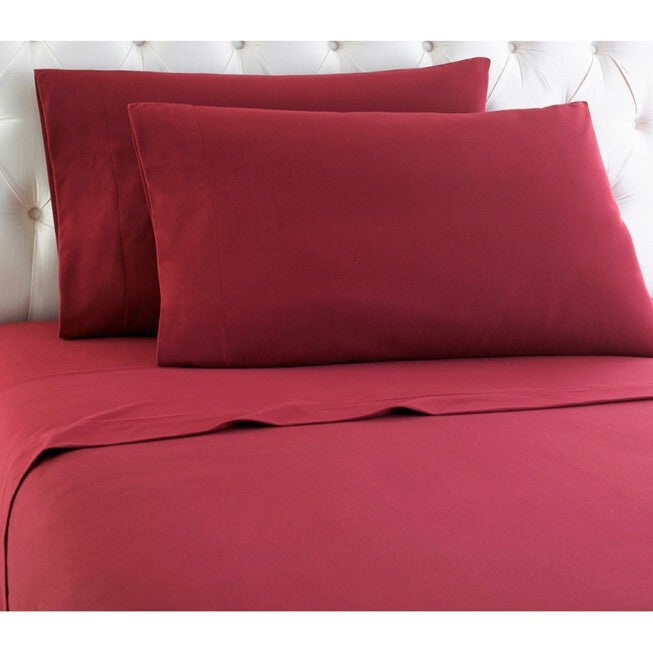 Micro Flannel® Solid Wine Flannel Sheet Set, WINE, hi-res image number 0